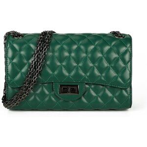 🆕 Women Green Strap Stylish Clutch Purse Quilted Ladies Chain Crossbody Bags
